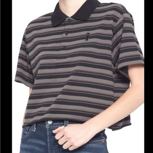 Hot topic striped crop top with embroidered tombstone